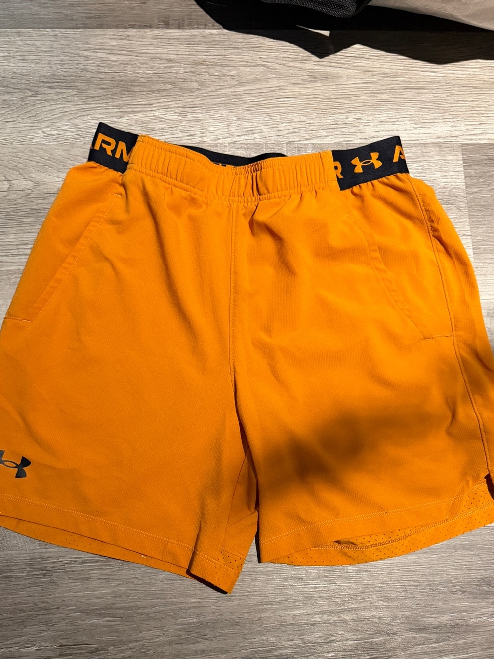 Under Armour Men's Orange Athletic Shorts with Branded Waistband
